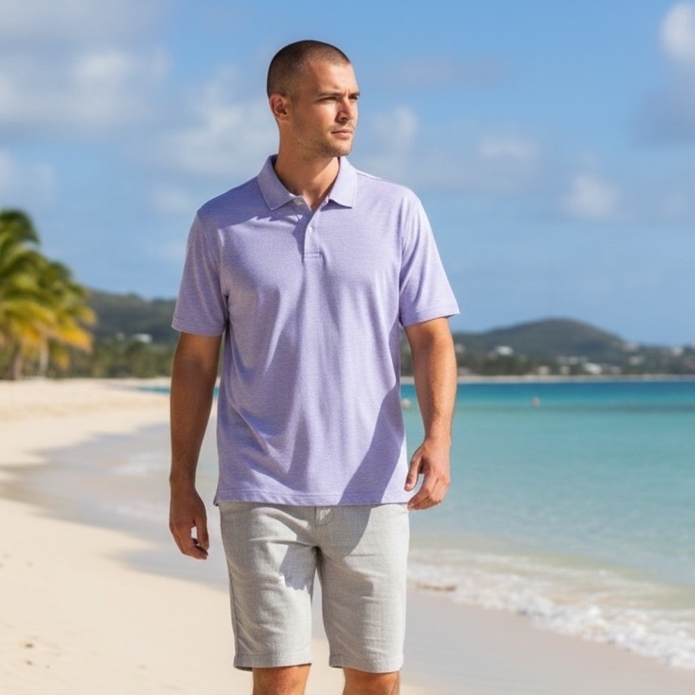 Tasc Performance Mens Cloud Polo Lavender‎ Heather TM538H-531 Size XL NWT